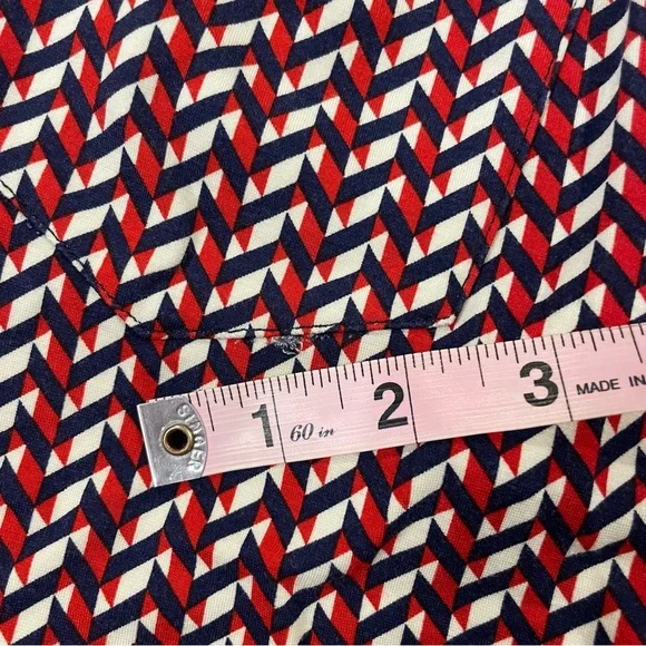 CAbi XS Geometric Wide Leg Crop Pants Red Navy High Rise Boho (flaw) - Picture 9 of 9